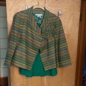 Zara Green and Gold Textured Blazer